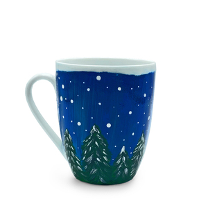 Πορσελάνινη κούπα ♥ Χιονισμένο Δάσος - πορσελάνη, χιονονιφάδα, χριστουγεννιάτικα δώρα, κούπες & φλυτζάνια