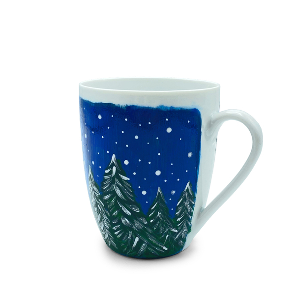 Πορσελάνινη κούπα ♥ Χιονισμένο Δάσος - γυαλί, χριστουγεννιάτικα δώρα, κούπες & φλυτζάνια, είδη κουζίνας, δέντρο - 2