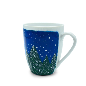 Πορσελάνινη κούπα ♥ Χιονισμένο Δάσος - πορσελάνη, χιονονιφάδα, χριστουγεννιάτικα δώρα, κούπες & φλυτζάνια - 2