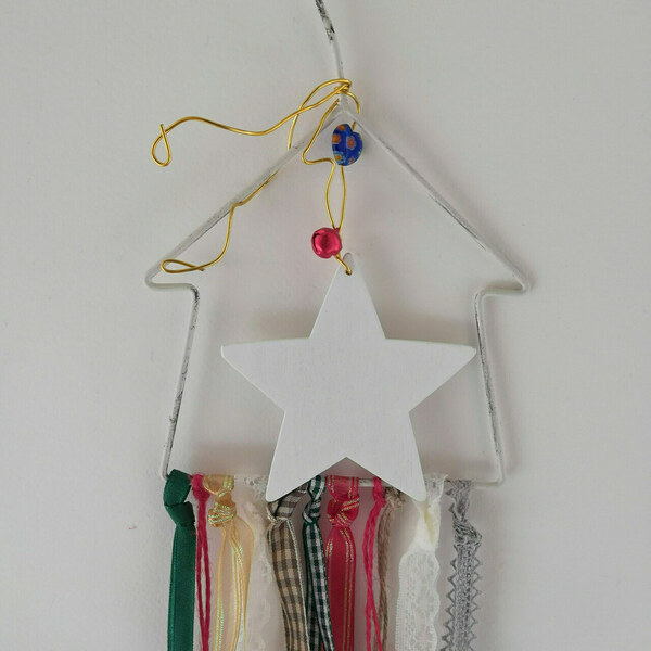 Σιδερένιο σπιτάκι με λευκό αστέρι - σπίτι, χριστουγεννιάτικα δώρα, στολίδια - 2