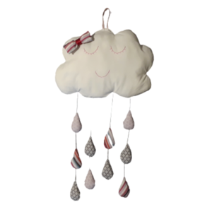 Κρεμαστό σύννεφο με σταγόνες βροχής - κορίτσι, συννεφάκι, δώρο παιδικό, μαξιλάρια - 2