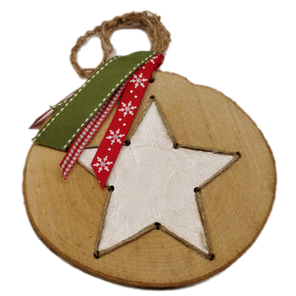 1+1 δώρο: "Κέντημα σε ξύλο!" - Χειροποίητα στολίδια - αστέρι, χριστουγεννιάτικα δώρα, πρωτότυπα δώρα, στολίδι δέντρου