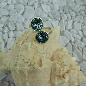 Δαχτυλιδι ορειχαλκινο με κρυσταλλα swarovski - ορείχαλκος, αυξομειούμενα - 5