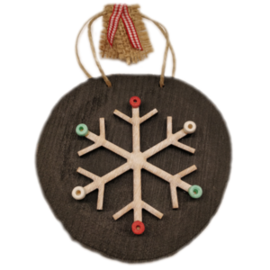 "Πολύχρωμη νιφάδα!" – Μαύρο χειροποίητο στολίδι δέντρου από ξύλο με ανάφλυφη Νιφάδα και πολύχρωμες χάντρες, διάμετρος 12 εκ. - ξύλο, χριστούγεννα, χιονονιφάδα, στολίδι δέντρου, στολίδια