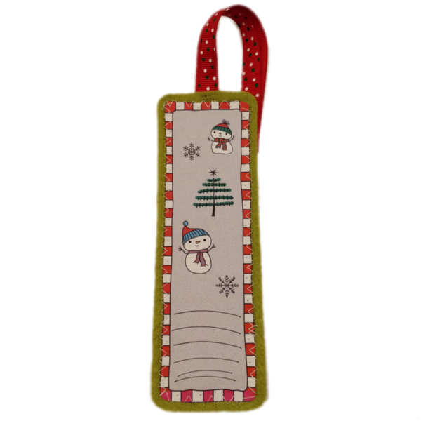 "Παιχνίδι στο χιόνι!" – Σελιδοδείκτης προσωποποιημένος, Χιονάνθρωπος Δέντρα 14 Χ 5 εκ. με αφιέρωση για δασκάλα / δάσκαλο - ύφασμα, σελιδοδείκτες, χριστουγεννιάτικα δώρα, δώρα για δασκάλες, προσωποποιημένα