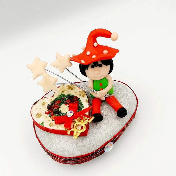 επιτραπεζιο γούρι σε πέτρα με φιγούρα πολυμερικό πηλού - διακοσμητικό, ξύλο, πηλός, χριστουγεννιάτικα δώρα, γούρια - 2