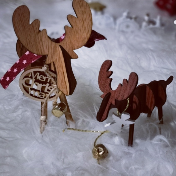 Ξύλινο συναρμολογούμενο στολίδι/γούρι τάρανδος μίνι - ξύλο, γούρι, διακοσμητικά, χριστουγεννιάτικα δώρα - 4