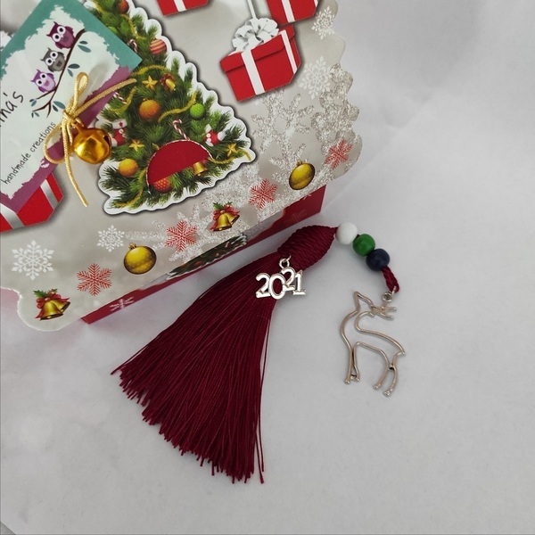 Επιτραπέζιο γούρι 2021 τάρανδος με φούντα - χριστουγεννιάτικα δώρα, γούρια, προσωποποιημένα - 4