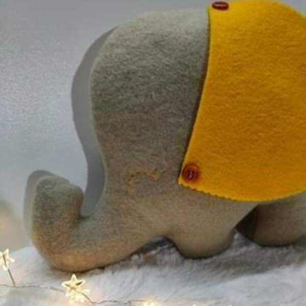 Μαξιλάρι ελεφαντάκι διακοσμητικό υφασμάτινο 30 εκατοστά - ελεφαντάκι, λούτρινο, μαξιλάρια, δώρο γέννησης, ζωάκια - 4