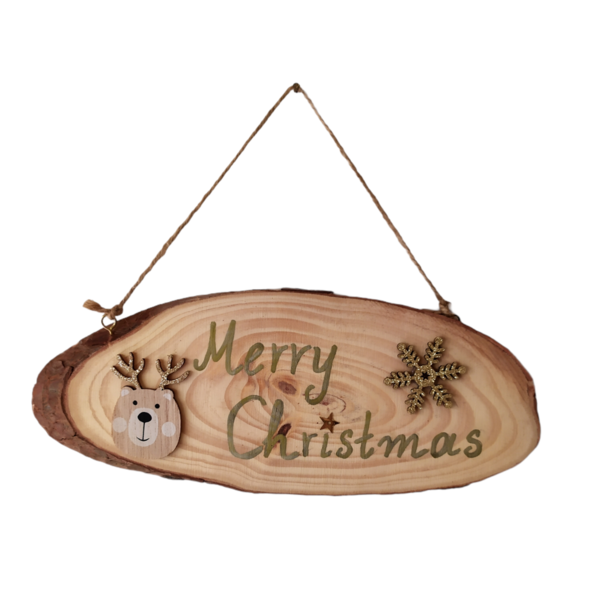 Χριστουγεννιάτικη επιγραφή πινακίδα "Merry Christmas" 25 εκ. - ξύλο, διακοσμητικά, χιονονιφάδα, χριστουγεννιάτικα δώρα