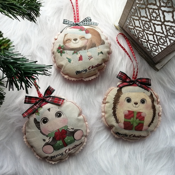 Στολιδακια "cute ζωάκια" - ύφασμα, χριστουγεννιάτικα δώρα, στολίδια