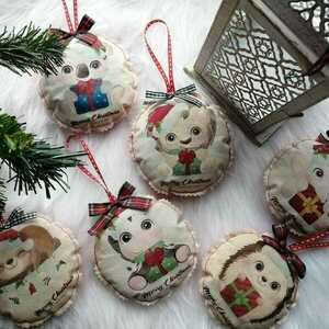 Στολιδακια "cute ζωάκια" - ύφασμα, χριστουγεννιάτικα δώρα, στολίδια - 2