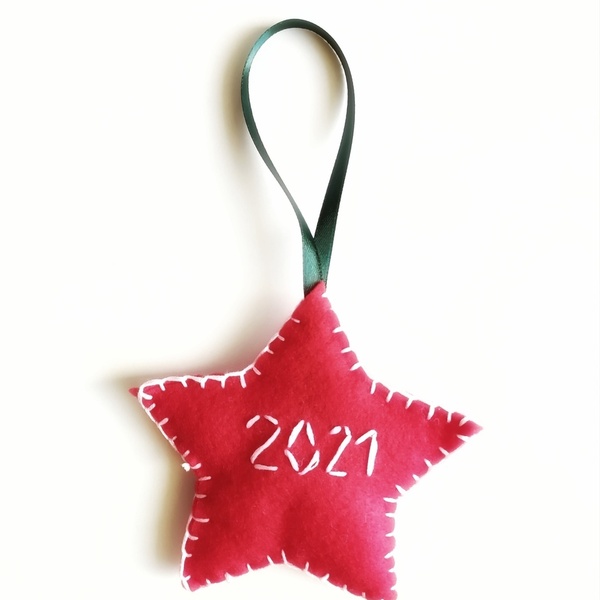 Χριστουγέννιατικο στολίδι αστέρι - ύφασμα, αστέρι, χριστουγεννιάτικα δώρα, στολίδια, προσωποποιημένα - 2