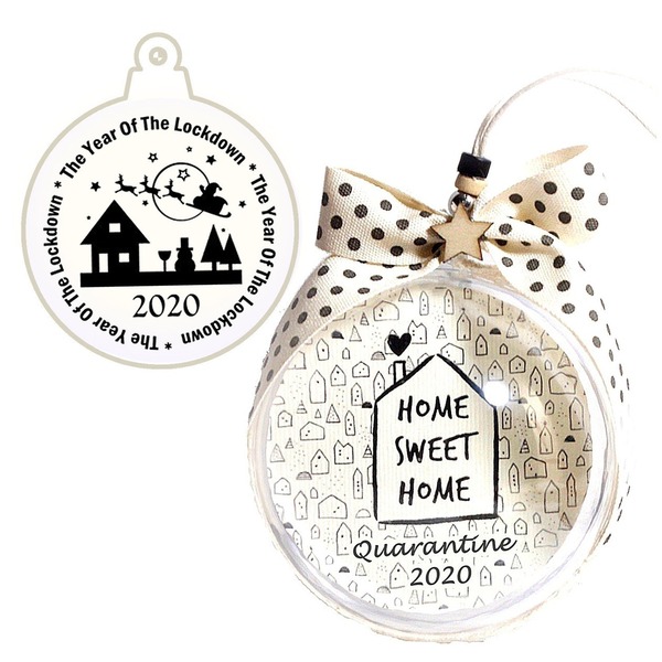 ΜΠΑΛΑ "HOME SWEET HOME -QUARANTINE 2020" - σπίτι, χριστουγεννιάτικα δώρα, στολίδια