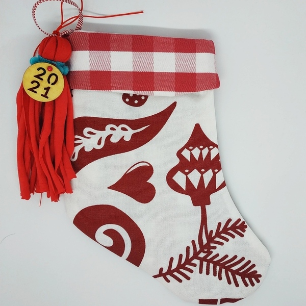 Santa Clause's boots (οι μπότες του Αη Βασίλη) - ύφασμα, χριστουγεννιάτικα δώρα, άγιος βασίλης, γούρια - 3