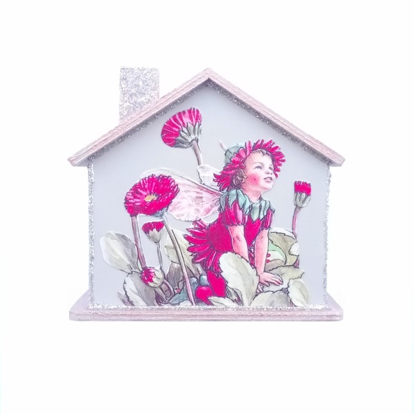 Ξύλινο Σπιτάκι Κουμπαράς ♥ Νεράιδα μέσα στα λουλούδια 10Y x 10.5 x 5 εκ ξύλο - ξύλο, κορίτσι, σπίτι, κουμπαράδες