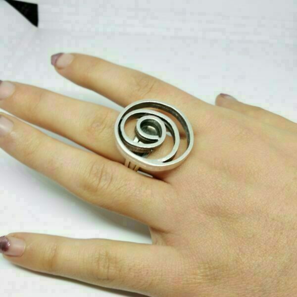 Επάργυρο χειροποίητο δαχτυλίδι σπείρα XZ - ασήμι, επάργυρα, boho, μεγάλα, αυξομειούμενα - 4