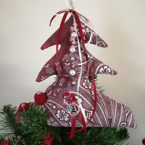 Χειροποίητο δέντρο Χριστουγέννων υφασμάτινο με απειλές - διακοσμητικά - 2