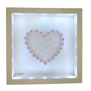 Κάδρο φωτιζόμενο "Καρδιά" , από χαρτί και αχινούς (23x23x3) - πίνακες & κάδρα, romantic, καρδιά, κορίτσι
