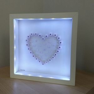 Κάδρο φωτιζόμενο "Καρδιά" , από χαρτί και αχινούς (23x23x3) - πίνακες & κάδρα, καρδιά, κορίτσι, romantic - 4