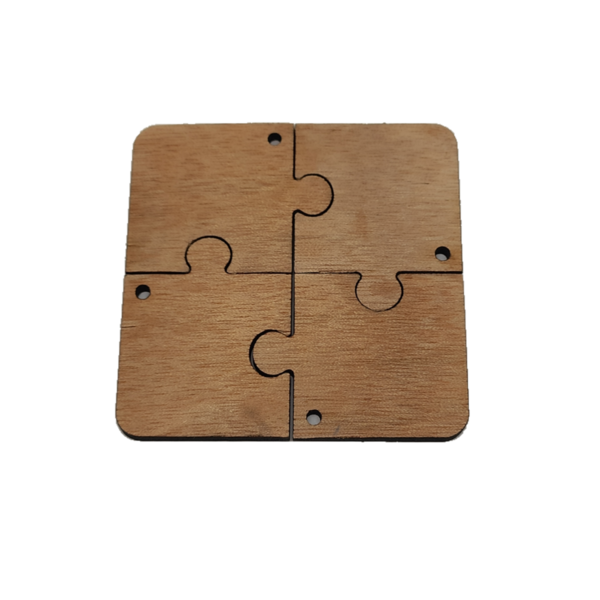 Τετραπλό ξύλινο μπρελόκ puzzle με κείμενο - ξύλο, customized, σπιτιού - 3