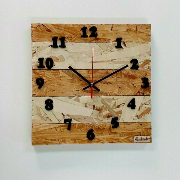 Ρολόι τοίχου με ξύλο OSB Νο 2-διαστασεις 29χ29χ2 εκ. - ξύλο, ρολόι, διακόσμηση, τοίχου, πρωτότυπα δώρα