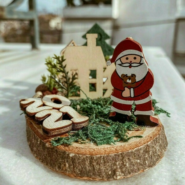 ''Χωριουδάκι του Αι Βασίλη'' Χριστουγεννιάτικο διακοσμητικό γούρι 2021 - ξύλο, χριστουγεννιάτικα δώρα, άγιος βασίλης, γούρια