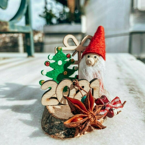 ''Χωριουδάκι του ξωτικού'' Χριστουγεννιάτικο διακοσμητικό γούρι 2021 - ξύλο, χριστουγεννιάτικα δώρα, γούρια, δέντρο