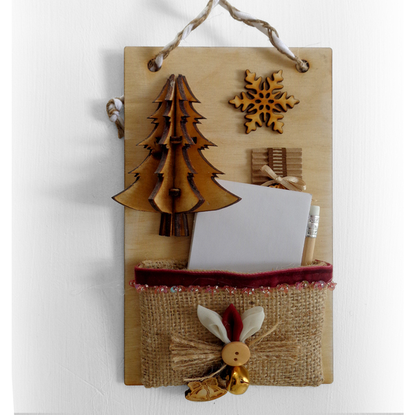 ΕΠΙΤΟΙΧΟ ΞΥΛΙΝΟ ΧΡΙΣΤΟΥΓΕΝΝΙΑΤΙΚΟ ΣΗΜΕΙΩΜΑΤΆΡΙΟ 13x20cm TR - ύφασμα, ξύλο, διακοσμητικά, χριστουγεννιάτικα δώρα