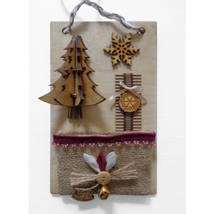 ΕΠΙΤΟΙΧΟ ΞΥΛΙΝΟ ΧΡΙΣΤΟΥΓΕΝΝΙΑΤΙΚΟ ΣΗΜΕΙΩΜΑΤΆΡΙΟ 13x20cm TR - ύφασμα, ξύλο, διακοσμητικά, χριστουγεννιάτικα δώρα - 2