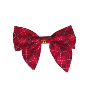 Κοκαλάκι μαλλιών φιόγκος με κλίπς, κόκκινο διαγωνάλ με χρυσό κουδουνάκι - δώρο, μαλλιά, χριστουγεννιάτικα δώρα, hair clips