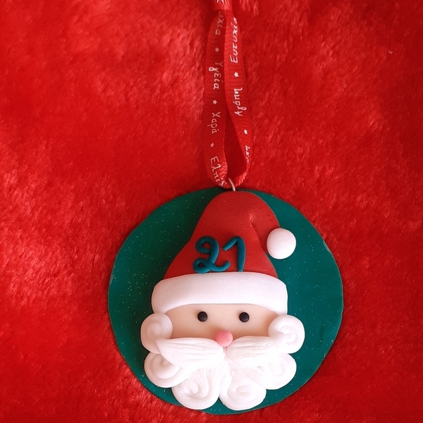 Γούρι χειροποίητος Άγιος Βασίλης - πηλός, χριστουγεννιάτικα δώρα, άγιος βασίλης, γούρια - 2