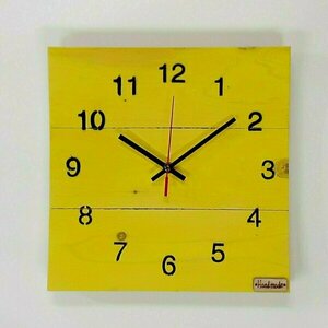 Ξύλινο ρολόι τοίχου "Yellow"-διαστασεις 29χ29χ2 εκ. - ξύλο, ρολόι, διακόσμηση, τοίχου, πρωτότυπα δώρα