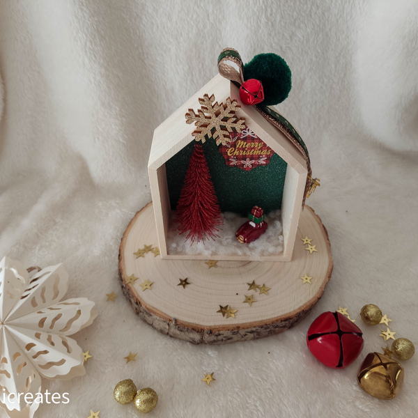 Χριστουγεννιάτικο διακοσμητικό σπιτάκι 13*10*4 εκ. - ξύλο, σπίτι, διακοσμητικά, χριστουγεννιάτικα δώρα - 4