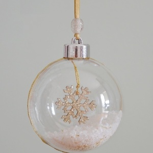 Χριστουγεννιάτικη μπάλα 8cm με χιονονιφάδα σε χάρτινο κουτί δώρου - κορδέλα, πλαστικό, χιονονιφάδα, στολίδια, μπάλες - 3
