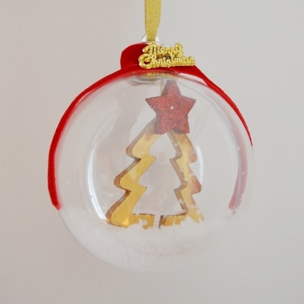 Χριστουγεννιάτικη μπάλα 8cm με δέντρο σε χάρτινο κουτί δώρου - αστέρι, στολίδια, δέντρο, μπάλες - 3