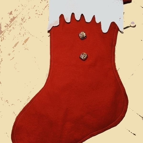 Χριστουγεννιάτικη μπότα - ύφασμα, διακοσμητικά, άγιος βασίλης - 2