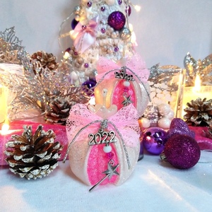 Γούρι 2024 αρωματικό κερί ρόδι περλέ-ροζ 6×6cm - γούρι, ρόδι, χριστουγεννιάτικα δώρα, γούρια - 2
