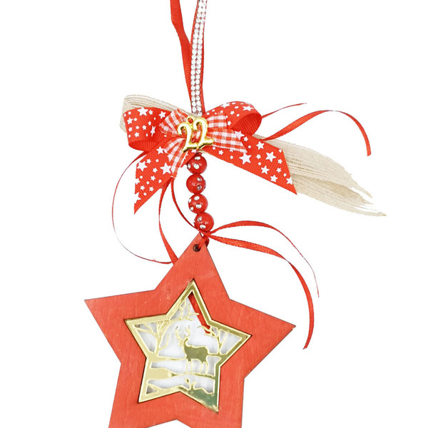 Πρωτοχρονιάτικο γούρι αστέρι με ξύλο και πλέξιγκλας - ξύλο, αστέρι, plexi glass, χριστουγεννιάτικα δώρα, γούρια