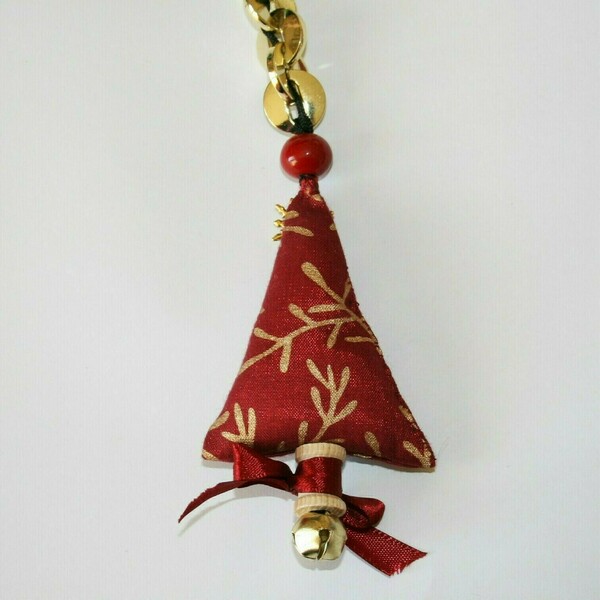 Γούρι 2021 Γιορτινό Δεντράκι από χριστουγεννιάτικο-ύφασμα. Φλουρί, κουδουνάκι. - ύφασμα, χειροποίητα, χριστουγεννιάτικα δώρα, γούρια, δέντρο - 3