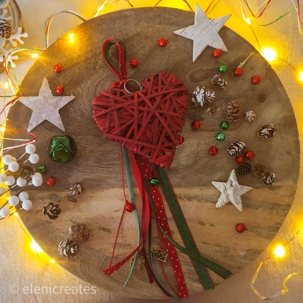 Γούρι "κόκκινη καρδιά" - ξύλο, χριστουγεννιάτικα δώρα, γούρια - 3