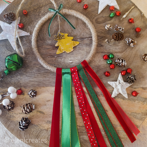 Γούρι ονειροπαγίδα "Χριστουγεννιάτικο δέντρο" - ξύλο, ονειροπαγίδα, χριστουγεννιάτικα δώρα, γούρια, δέντρο - 3
