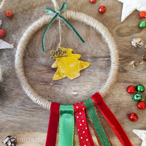 Γούρι ονειροπαγίδα "Χριστουγεννιάτικο δέντρο" - ξύλο, ονειροπαγίδα, χριστουγεννιάτικα δώρα, γούρια, δέντρο - 4