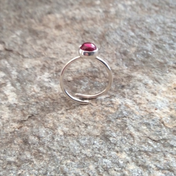 Ασημένιο δαχτυλίδι με συνθετικό ρουμπίνι - ασήμι, βεράκια, μικρά, αυξομειούμενα - 5