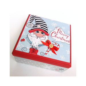 Χριστουγεννιάτικο ξύλινο κουτάκι gnome 14*14*7εκ. - ξύλο, χριστουγεννιάτικο, διακοσμητικά, άγιος βασίλης - 2
