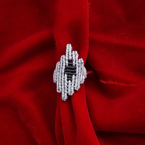 Χειροποίητο ασημί ασύμμετρο μακραμέ δαχτυλίδι - ασήμι, μακραμέ, δώρα γενεθλίων, αυξομειούμενα - 3