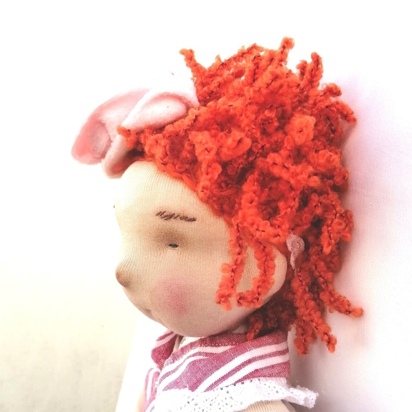Κούκλα κοριτσάκι με σγουρά κόκκινα μαλλιά 45εκατοστα ύψος. - κορίτσι, χειροποίητα, κουκλίτσα, παιχνίδια, πασχαλινά δώρα - 2