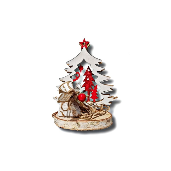 Ξύλινο 3D στολίδι χριστουγεννιάτικο δέντρο - ξύλο, διακοσμητικά, δέντρο
