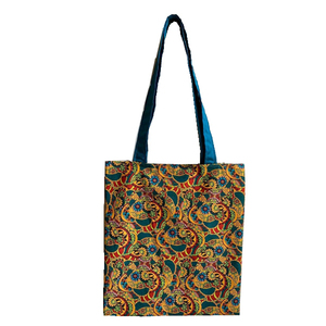 Υφασμάτινη φλοράλ τσάντα με πολύχρωμο μοτίβο - ύφασμα, ώμου, μεγάλες, φλοράλ, φθηνές