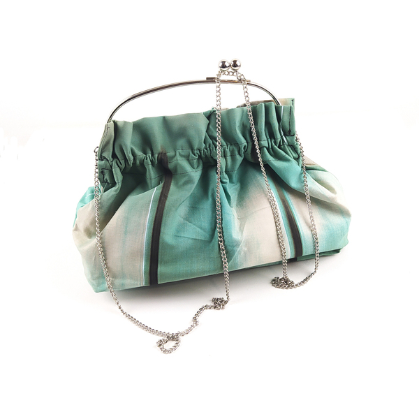 Τσάντα με Μεταλλικό Στόμιο Green Speed - ύφασμα, clutch, χιαστί, all day